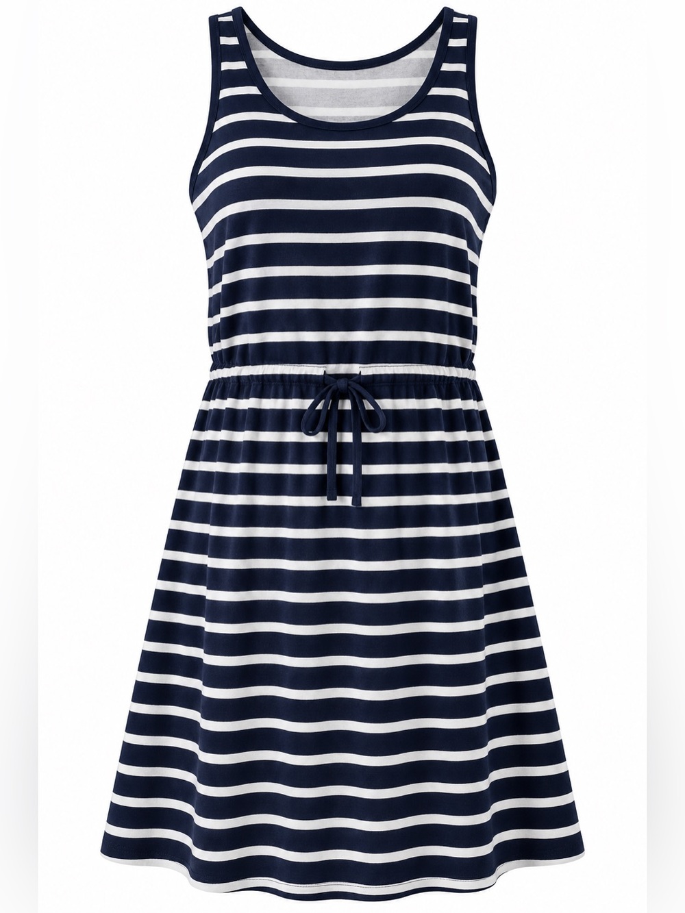 ONLY Navy White Striped Drawstring Waist Tank Dress XS